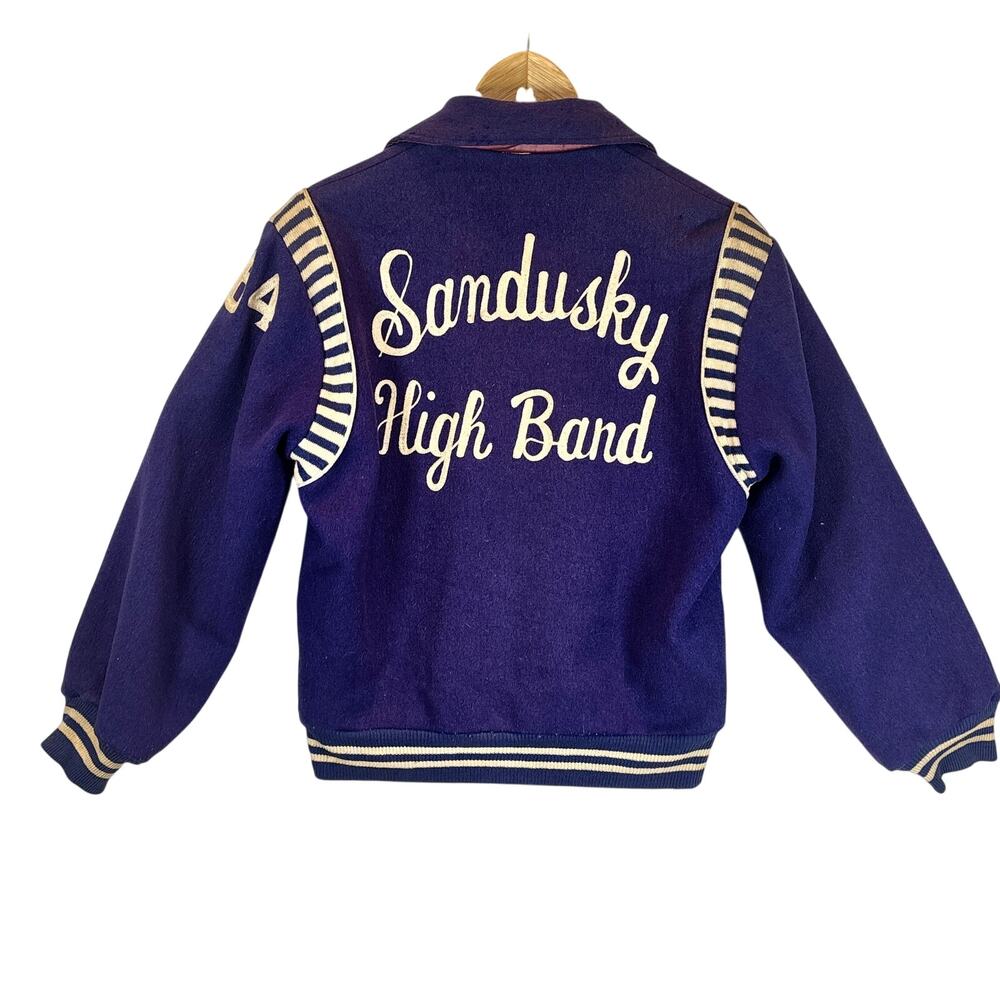 Vintage Wool Letterman 1964 Varsity Sandusky HS Band Jacket 38 Small Purple
